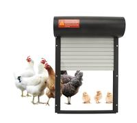 Omabeta Porte Automatique de Poulailler à énergie Solaire, Minuterie D'ouverture de Porte Contrôlée avec Affichage LED, Boutons de Programme Faciles pour la sécurité des Volailles (Noir)