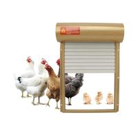 Omabeta Porte Automatique de Poulailler à énergie Solaire, Minuterie D'ouverture de Porte Contrôlée avec Affichage LED, Boutons de Programme Faciles pour la sécurité des Volailles (Or)