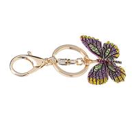 Omabeta Porte-clés Pendentif Papillon Étincelant pour Sac à Dos et Portefeuille Accessoire de Mode en Alliage de Zinc (Vert)