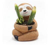 Omabeta Pot de Fleur Paresseux, Adorable Jardinière en Résine, Pots Succulents Innovants pour Plantes D'intérieur et D'extérieur, Ornements de Bureau