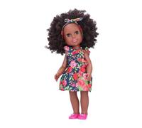 OMABETA Poupée mignonne Poupée africaine noire pour fille, exquise, réaliste, Q14-155 Jupe diagonale à fleurs rouges, fond bleu