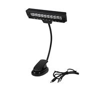 Omabeta Pupitre Portable avec 10 Lumières LED, Lampe de Lecture, Lumière Diffuse, Uniformément Adaptée aux Notes de Musique (noir) (Batterie petite pince 10 lumières avec USB #01)