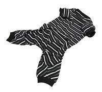 Omabeta Pyjama pour Chien, Combinaison Chaude à Col Haut et Rayures Douces pour Chiots à 4 Pattes, Vêtements de Nuit pour la Maison - Polyester, 1 Pièce (S)