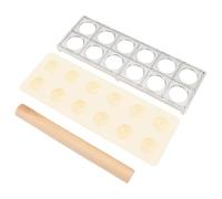 Omabeta Ravioli Maker Press Press Cutter Ensemble avec 12 Trous, Aluminium Alloy Dumpling Maker avec 24,5 Cm 9,6 Pouces à Roueurs en Bois pour la Fabrication de Pâtes au Restaurant de