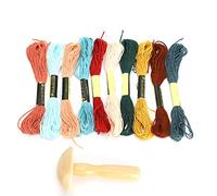 Omabeta Supplis de Relâche en Bois Kit Chalons de Répartition Filetages de Couture ou Outil de Fibre de Couture Fil pour L'artisanat de Bricolage avec 10 Filons Multicolores pour