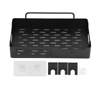 Omabeta Support Mural de Cuisine en Acier Inoxydable, Rangement sans Poinçon avec 3 Crochets pour Caddie de Douche de Salle de Bain (Noir)