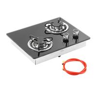 OMABETA table de cuisson à gaz Cuisinière à gaz pour camping-car, 2 brûleurs, puissance 1,8 kw, panneau en verre moteur revetement
