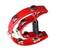 Omabeta Tambourin à Main Cloche de Grande Taille, Instrument de Percussion Durable pour Enfants, éducation Musicale et Divertissement au Bar, Plastique Léger 20 Cm/25 Cm (Rouge)
