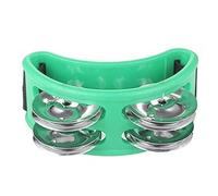 Omabeta Tambourin à Pied, Percussion, Durable, Réglable, Clochette, Instrument pour Musiciens, Léger, 1 unité (Vert)