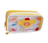 Omabeta Trousse à Crayons Transparente de Grande capacité, Jolie Trousse à Stylos pour Enfants et Amis, Jaune 8 X 20,5 X 11,5 Cm