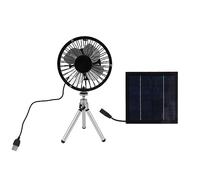 Omabeta Ventilateur Alimenté par Panneau Solaire, Portable Double Méthode de Ventilateur Solaire Extérieur 6 Pouces Multifonctionnel 6W Réglable Pratique pour Bureau à