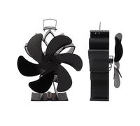 Omabeta Ventilateur de Poêle à Moteur à Chaleur à 6 Lames, Ventilateur de Cheminée à Poêle à Bois à Faible Bruit pour Poêle à Bûche à Domicile, Noir