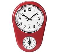 Omabeta Vintage Style Simple Mur Grande Montre Horloge Suspendue Maison Cuisine Minuterie Grand Affichage Minuterie Rouge Outils de Synchronisation pour la Cuisine à Domicile