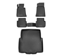 Tapis & bac de coffre Set pour BMW Série 3 E46 Limo 1998-2007 Caoutchouc noir 5x