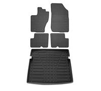 OMAC Lot de 5 tapis de sol et bac de coffre compatibles avec Dacia Duster 2010-2018 - En caoutchouc TPE - Noir