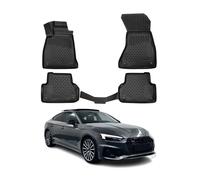 OMAC 3D Tapis de Sol Compatible avec Audi A5 F5 Sportback 2016-2024 Caoutchouc Noir 4Pcs