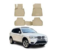 OMAC Lot de 4 tapis de sol en caoutchouc compatibles avec BMW X3 F25 2010-2017 TPE Beige