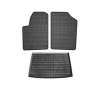 Tapis & bac de coffre Set pour Peugeot Partner 1996-2008 Caoutchouc noir 3x