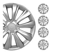 OMAC - ABS Silver Hub Caps 16 inch Set of 4, Tapas Para Rines 16, Premium Wheel Covers 16 inch, R16 Rim Cover Set, Snap on Durable Car Replacement Exterior Accessories