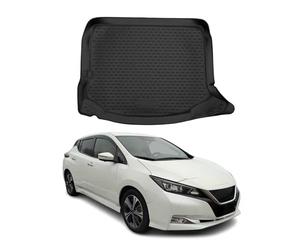 OMAC Bac de Coffre de Voiture Compatible avec Nissan Leaf 2018-2021 | Tapis de Coffre 3D Ajustement Parfait Protection de Coffre | Bord Haut Tapis antidérapant en Caoutchouc Noir