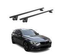 OMAC Barres de Toit Aluminium certifiées TÜV pour BMW Série 3 Break F31 G21 2012-2026 - pour Rails de Toit intégrés - Rainure en T - Charge Max 100 kg - 2 antivols Noir