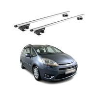 OMAC Barres de Toit Aluminium certifiées TÜV pour Citroën C4 Picasso/Grand Picasso 2006-2013 5 Portes - pour Rails de Toit Standards - Rainure en T - Charge Max 90 kg - 2 antivols Argent