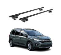 OMAC Barres de Toit Aluminium certifiées TÜV pour Dacia Jogger 2022-2026 - pour Rails de Toit Standards - Rainure en T - Charge Max 90 kg - 2 antivols Noir