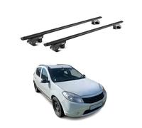 OMAC Barres de Toit Aluminium certifiées TÜV pour Dacia Sandero Stepway 2010-2026 - pour Rails de Toit Standards - Rainure en T - Charge Max 90 kg - 2 antivols Noir