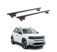 OMAC Barres de Toit Aluminium certifiées TÜV pour Fiat Grande Panda 2025-2026 - pour Rails de Toit Standards - Rainure en T - Charge Max 90 kg - 2 antivols Noir