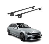 OMAC Barres de Toit Aluminium certifiées TÜV pour Mercedes S205 2014-2021 - pour Rails de Toit intégrés - Rainure en T - Charge Max 100 kg - 2 antivols Noir