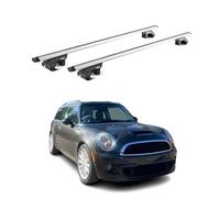 OMAC Barres de Toit Aluminium certifiées TÜV pour Mini Clubman mk1 R55 2007-2014 - pour Rails de Toit Standards - Rainure en T - Charge Max 90 kg - 2 antivols Argent