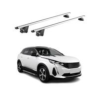 OMAC Barres de Toit Aluminium certifiées TÜV pour Peugeot 3008 II 2016-2024 - pour Rails de Toit intégrés - Rainure en T - Charge Max 100 kg - 2 antivols Argent