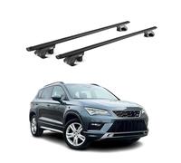 OMAC Barres de Toit Aluminium certifiées TÜV pour Seat Ateca 2016-2026 - pour Rails de Toit Standards - Rainure en T - Charge Max 90 kg - 2 antivols Noir