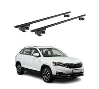OMAC Barres de Toit Aluminium certifiées TÜV pour Skoda Kamiq 2019-2026 - pour Rails de Toit Standards - Rainure en T - Charge Max 90 kg - 2 antivols Noir