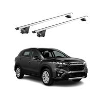 OMAC Barres de Toit Aluminium certifiées TÜV pour Suzuki S-Cross 2022-2026 - pour Rails de Toit intégrés - Rainure en T - Charge Max 100 kg - 2 antivols Argent