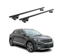 OMAC Barres de Toit Aluminium certifiées TÜV pour VW T-Roc 2017-2025 - pour Rails de Toit Standards - Rainure en T - Charge Max 90 kg - 2 antivols Noir
