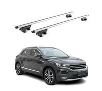 OMAC Barres de Toit Aluminium certifiées TÜV pour VW T-Roc 2017-2025 - pour Rails de Toit Standards - Rainure en T - Charge Max 90 kg - 2 antivols Argent