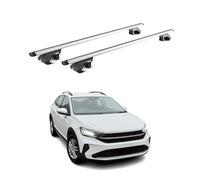 OMAC Barres de Toit Aluminium certifiées TÜV pour VW Taigo 2021-2026 - pour Rails de Toit Standards - Rainure en T - Charge Max 90 kg - 2 antivols Argent