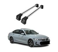OMAC Barres de Toit compatibles avec BMW Serie 4 G22 Coupé 2020-2026 - 2 Barres - Antivol Inclus - Aluminium Argent