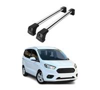 OMAC Barres de Toit compatibles avec Ford Transit Courier I 2014-2023 - 2 Barres - Antivol Inclus - Aluminium Argent