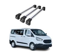 OMAC Barres de Toit compatibles avec Ford Transit Custom/Tourneo Custom I 2012-2023 - 3 Barres - Antivol Inclus - Aluminium Argent
