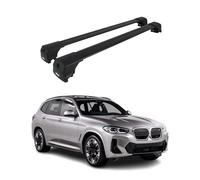 OMAC Barres de Toit en Aluminium pour BMW iX3 G08 2020-2025 - City Crash - ISO/Pas 11154:2006 - Antivol Inclus - Charge Max 75 kg - 2 Barres Noir