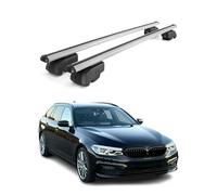 OMAC Barres de Toit en Aluminium pour BMW Série 5 Break G31 2017-2023 - City Crash - ISO/Pas 11154:2006 - Antivol Inclus - Charge Max 75 kg - 2 Barres Argent