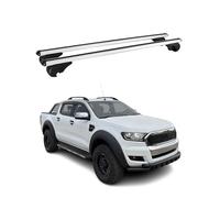 OMAC Barres de Toit en Aluminium pour Ford Ranger T6 2011-2022 DoubleCab - TÜV/DIN 75302:2019 - Antivol Inclus - Charge Max 75 kg - 2 Barres Argent