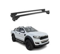 OMAC Barres de Toit en Aluminium pour Ford Ranger T6 2011-2022 DoubleCab - TÜV/DIN 75302:2019 - Antivol Inclus - Charge Max 75 kg - 2 Barres Noir