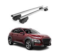 OMAC Barres de Toit en Aluminium pour Hyundai Kona I 2018-2023 - City Crash - ISO/Pas 11154:2006 - Antivol Inclus - Charge Max 75 kg - 2 Barres Argent