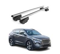 OMAC Barres de Toit en Aluminium pour Hyundai Tucson III 2016-2021 - City Crash - ISO/Pas 11154:2006 - Antivol Inclus - Charge Max 75 kg - 2 Barres Argent