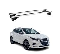OMAC Barres de Toit en Aluminium pour Nissan Qashqai J11 2013-2021 - TÜV/DIN 75302:2019 - Antivol Inclus - Charge Max 75 kg - 2 Barres Argent