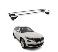 OMAC Barres de Toit en Aluminium pour Skoda Kodiaq I 2016-2024 - TÜV/DIN 75302:2019 - Antivol Inclus - Charge Max 75 kg - 2 Barres Argent