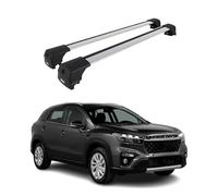Barres De Toit Transversales Compatible avec Suzuki SX4 S-Cross 2020-2024 Alu Gris ABE